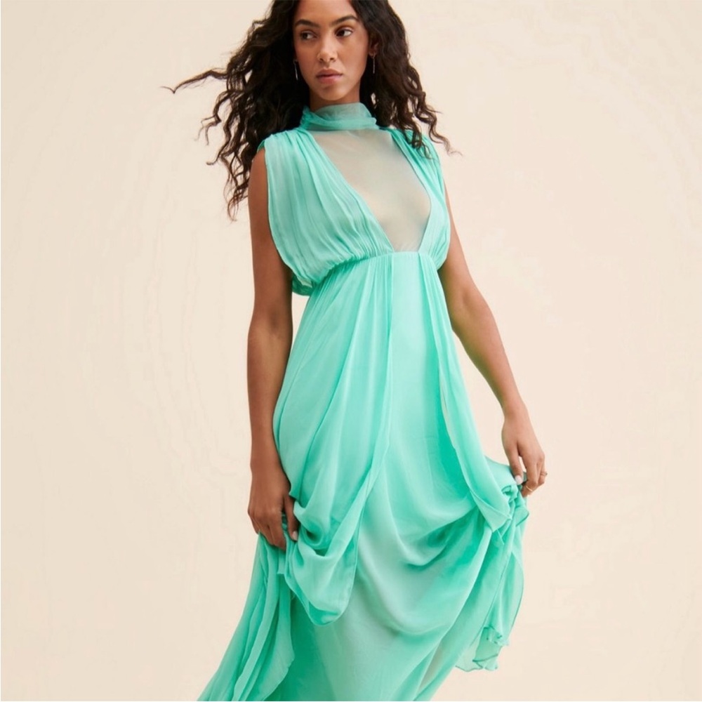 NWT Anthropologie Turquoise Maxi Dress XS